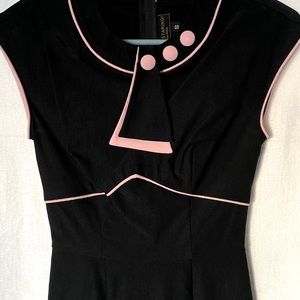 Stop Staring! 1930s Pinup Bombshell Classy Sexy dress in black with pink trim